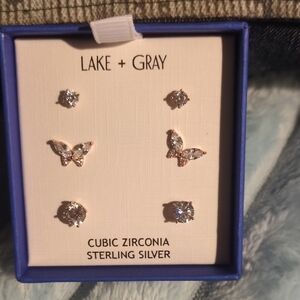 Silver Cubic Zirconia Earring Set